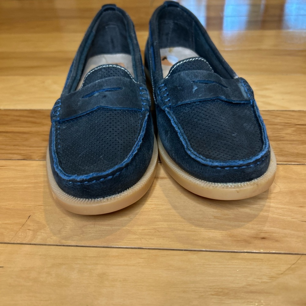 NWOT Bed Stu Leather Navy Blue Loafers Boat Shoes - Picture 4 of 12
